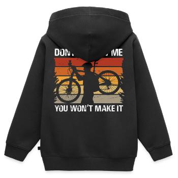 Bold Cyclist Silhouette Design - Kinder Premium Organic Zip Hoodie - Schwarz - Hinten - AI Model Kid Male (0cm)
