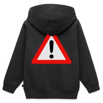 achtung! - Kinder Premium Organic Zip Hoodie - Schwarz - Hinten - AI Model Kid Male (0cm)