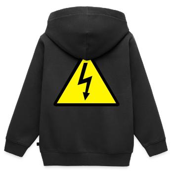 Strom - Hochspannung - Gefahr - Achtung - Power - Kinder Premium Organic Zip Hoodie - Schwarz - Hinten - AI Model Kid Male (0cm)