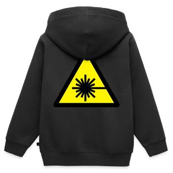 caution_laser_beam_2c - Kids Premium Organic Zip-up Hoodie - black - Back - AI Model Kid Male (0cm)