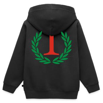 Sieger - Gewinner - Kinder Premium Organic Zip Hoodie - Schwarz - Hinten - AI Model Kid Male (0cm)