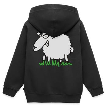 Grinsendes Schaf - Kinder Premium Organic Zip Hoodie - Schwarz - Hinten - AI Model Kid Male (0cm)