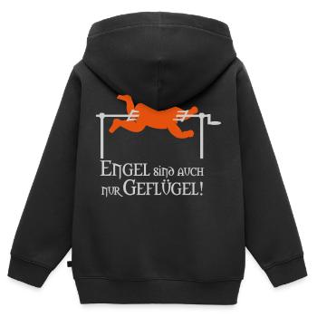 Engel sind auch nur Geflügel - Kinder Premium Organic Zip Hoodie - Schwarz - Hinten - AI Model Kid Male (0cm)