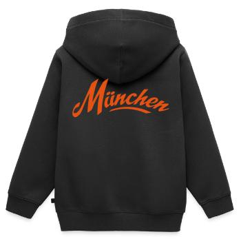 München - Kinder Premium Organic Zip Hoodie - Schwarz - Hinten - AI Model Kid Male (0cm)