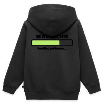 je réfléchis veuillez patienter - Sweat Premium à capuche zippé enfant bio - noir - Dos - AI Model Kid Male (0cm)