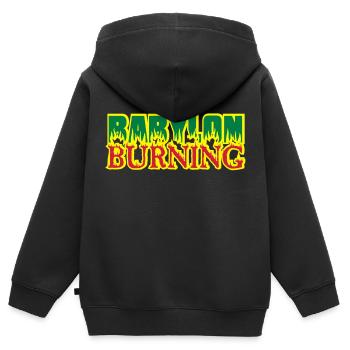 babylon burning 01 - Kids Premium Organic Zip-up Hoodie - black - Back - AI Model Kid Male (0cm)