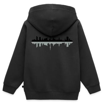 Skyline Hamburg Schatten - Kinder Premium Organic Zip Hoodie - Schwarz - Hinten - AI Model Kid Male (0cm)