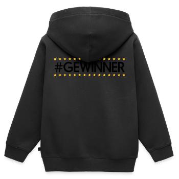 #Gewinner - Kinder Premium Organic Zip Hoodie - Schwarz - Hinten - AI Model Kid Male (0cm)