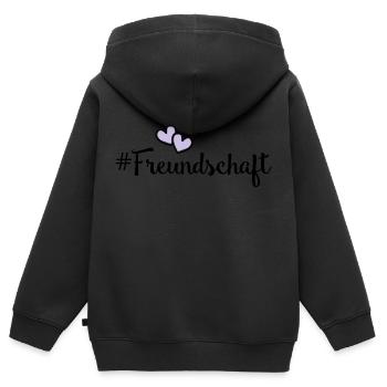 freundschaft herzen - Kinder Premium Organic Zip Hoodie - Schwarz - Hinten - AI Model Kid Male (0cm)