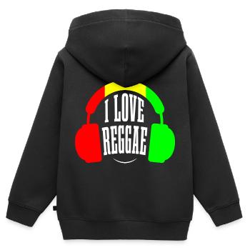 Reggae-Musik - Kinder Premium Organic Zip Hoodie - Schwarz - Hinten - AI Model Kid Male (0cm)