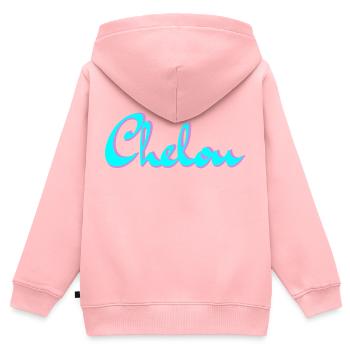 Chelou 3 - Kinder Premium Organic Zip Hoodie - Rosa - Hinten - AI Model Kid Female (0cm)