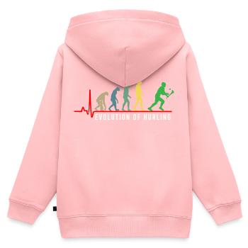 The Evolution of Hurling - Sweat Premium à capuche zippé enfant bio - rose - Dos - AI Model Kid Female (0cm)