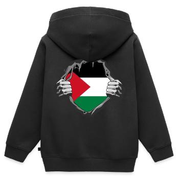 Free Palestine Palästinensische Palästina T-Shirt - Kinder Premium Organic Zip Hoodie - Schwarz - Hinten - AI Model Kid Male (0cm)