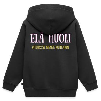 Keine Sorge, es geht sowieso - Kinder Premium Organic Zip Hoodie - Schwarz - Hinten - AI Model Kid Male (0cm)