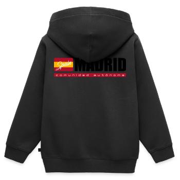 Communauté autonome de Madrid - Sweat Premium à capuche zippé enfant bio - noir - Dos - AI Model Kid Male (0cm)