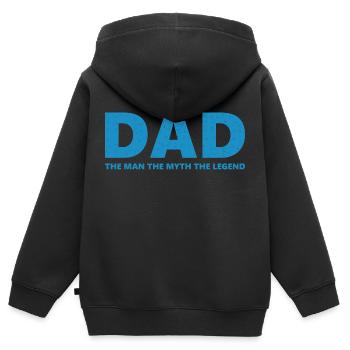 Dad Man Myth Legend - Kinder Premium Organic Zip Hoodie - Schwarz - Hinten - AI Model Kid Male (0cm)