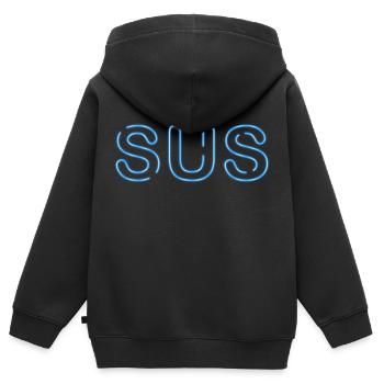Sus - Parole jeunesse - Sweat Premium à capuche zippé enfant bio - noir - Dos - AI Model Kid Male (0cm)