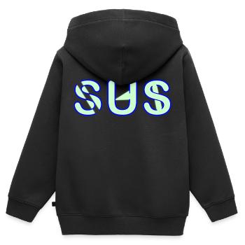 Sus - Parole jeunesse - Sweat Premium à capuche zippé enfant bio - noir - Dos - AI Model Kid Male (0cm)