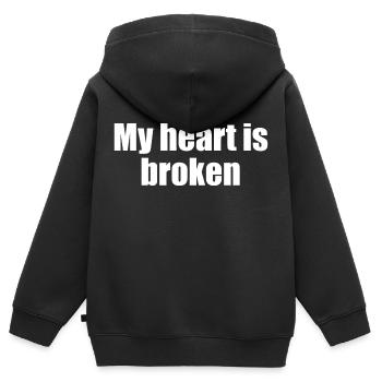 mon cœur est brisé - Sweat Premium à capuche zippé enfant bio - noir - Dos - AI Model Kid Male (0cm)