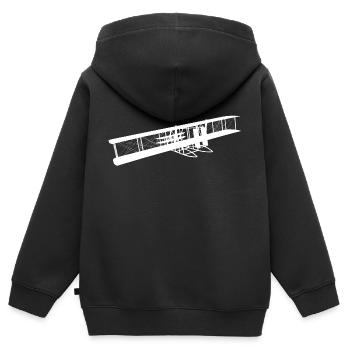 Historisches Motorflugzeug von 1905 - Kinder Premium Organic Zip Hoodie - Schwarz - Hinten - AI Model Kid Male (0cm)