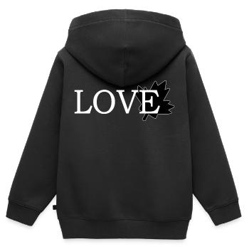 Amour Feuille d'érable du canada - Sweat Premium à capuche zippé enfant bio - noir - Dos - AI Model Kid Male (0cm)