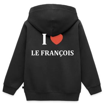 i love le françois - Sweat Premium à capuche zippé enfant bio - noir - Dos - AI Model Kid Male (0cm)