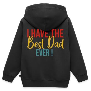 Ich habe den besten Vater aller Zeiten! - Kinder Premium Organic Zip Hoodie - Schwarz - Hinten - AI Model Kid Male (0cm)