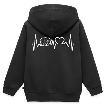 Dickhäuter Rüsseltier Herzschlag Elefant - Kinder Premium Organic Zip Hoodie - Schwarz - Hinten - AI Model Kid Male (0cm)
