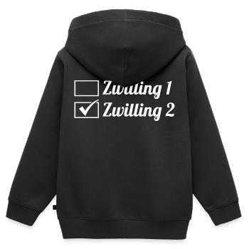 Zwillingsgeschwister Zwilling Zwillinge - Kinder Premium Organic Zip Hoodie - Schwarz - Hinten - AI Model Kid Male (0cm)