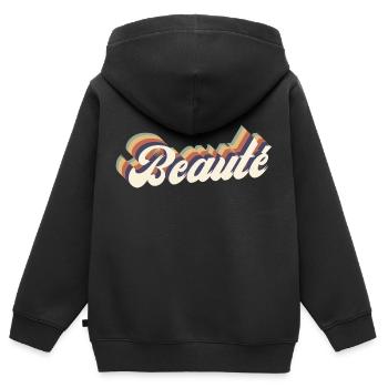 beauté vintage - Sweat Premium à capuche zippé enfant bio - noir - Dos - AI Model Kid Male (0cm)