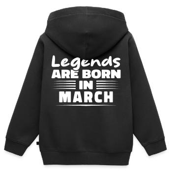 Im März werden Legenden geboren - Kinder Premium Organic Zip Hoodie - Schwarz - Hinten - AI Model Kid Male (0cm)