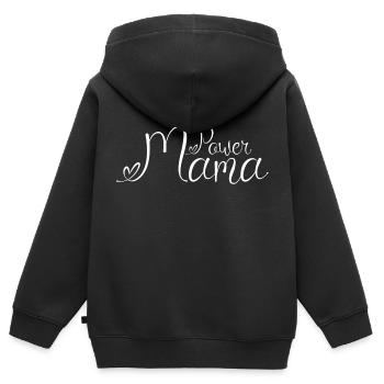 Power Mama Weiß1 - Kinder Premium Organic Zip Hoodie - Schwarz - Hinten - AI Model Kid Male (0cm)