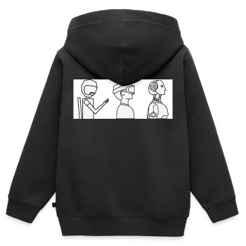 Handy VR Cyborg - Kinder Premium Organic Zip Hoodie - Schwarz - Hinten - AI Model Kid Male (0cm)