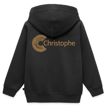 Für Christophe - Kinder Premium Organic Zip Hoodie - Schwarz - Hinten - AI Model Kid Male (0cm)