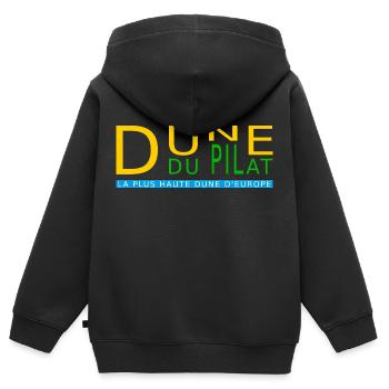 Dune du Pilat, la plus haute dune d'Europe - Sweat Premium à capuche zippé enfant bio - noir - Dos - AI Model Kid Male (0cm)