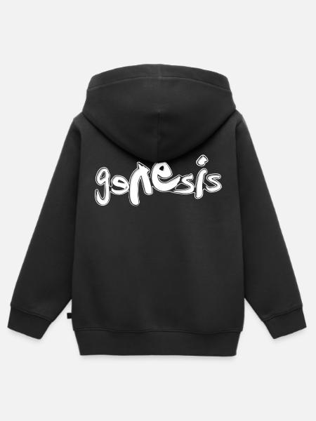 Genesis Klassiek Logo In Wit - Kinder Premium zip hoodie biologisch - zwart