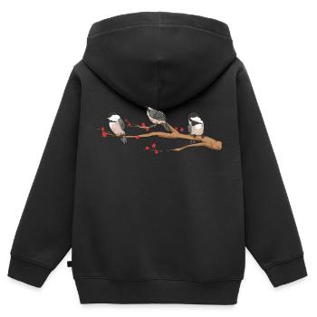 Observation des oiseaux mésanges - Sweat Premium à capuche zippé enfant bio - noir - Dos - AI Model Kid Male (0cm)