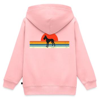 Vintage Hund Retro Sonnenuntergang - Kinder Premium Organic Zip Hoodie - Rosa - Hinten - AI Model Kid Female (0cm)