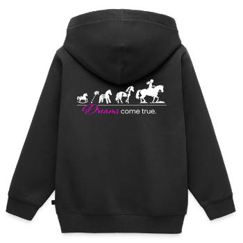 Évolution du rêve du cheval - Sweat Premium à capuche zippé enfant bio - noir - Dos - AI Model Kid Male (0cm)
