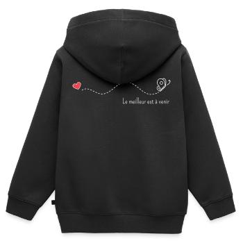 Le meilleur est à venir - Sweat Premium à capuche zippé enfant bio - noir - Dos - AI Model Kid Male (0cm)
