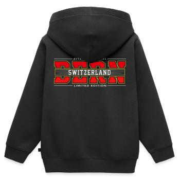 Bern - Kinder Premium Organic Zip Hoodie - Schwarz - Hinten - AI Model Kid Male (0cm)