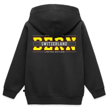 Bern - Kinder Premium Organic Zip Hoodie - Schwarz - Hinten - AI Model Kid Male (0cm)