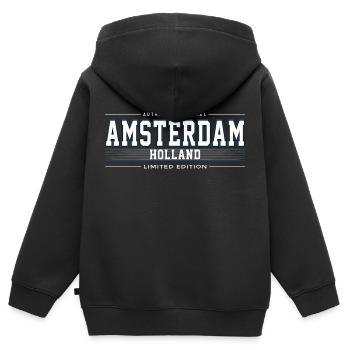 Amsterdam - Sweat Premium à capuche zippé enfant bio - noir - Dos - AI Model Kid Male (0cm)