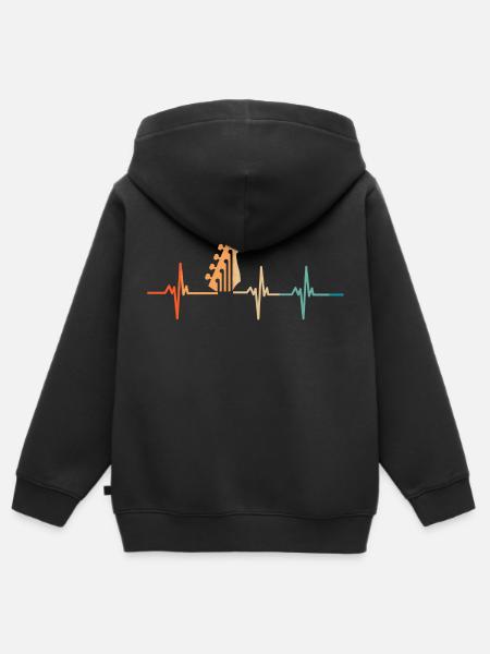 Battement de cœur Guitare - Premium børne zip-hættetrøje økologisk - sort