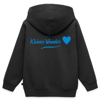 Grossesse - petit miracle - Sweat Premium à capuche zippé enfant bio - noir - Dos - AI Model Kid Male (0cm)