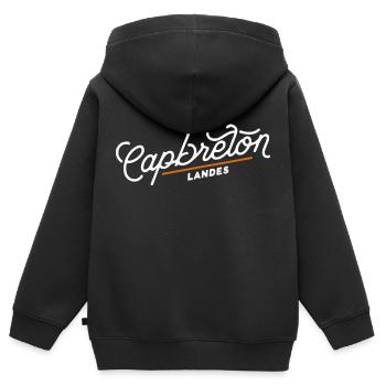 capbreton landes - Sweat Premium à capuche zippé enfant bio - noir - Dos - AI Model Kid Male (0cm)
