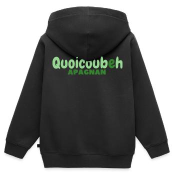 Quoicoubeh apagnan Humour pour Collégiens - Sweat Premium à capuche zippé enfant bio - noir - Dos - AI Model Kid Male (0cm)