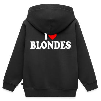 I love blondes - Kinder Premium Organic Zip Hoodie - Schwarz - Hinten - AI Model Kid Male (0cm)