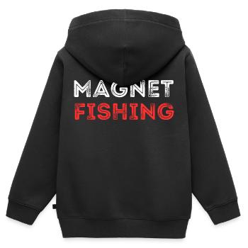 MAGNETFISCHEN METALL WÖRTER - Kinder Premium Organic Zip Hoodie - Schwarz - Hinten - AI Model Kid Male (0cm)