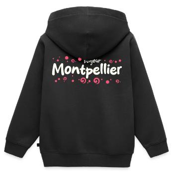 Frankreich Montpellier - Kinder Premium Organic Zip Hoodie - Schwarz - Hinten - AI Model Kid Male (0cm)